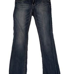 Express Barely Boot Low Rise Jeans Women’s Medium Wash Stretch Denim Size 4R